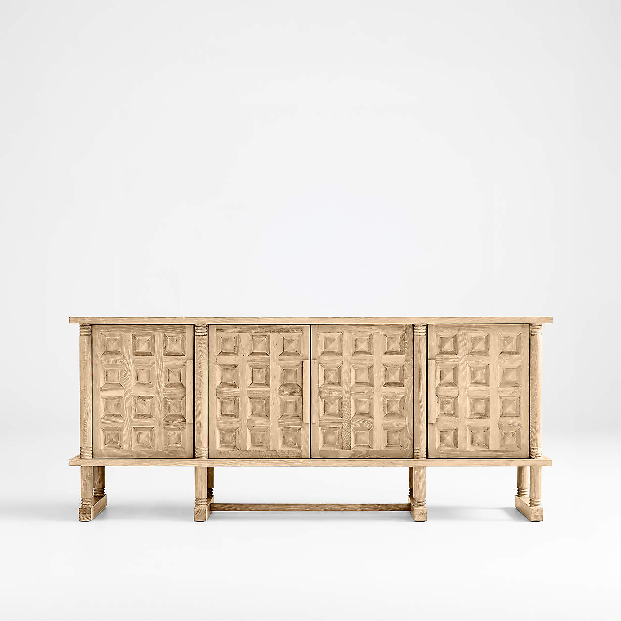Honore 75" Oak Wood Media Console by Athena Calderone + Reviews | Crate & Barrel | Crate & Barrel