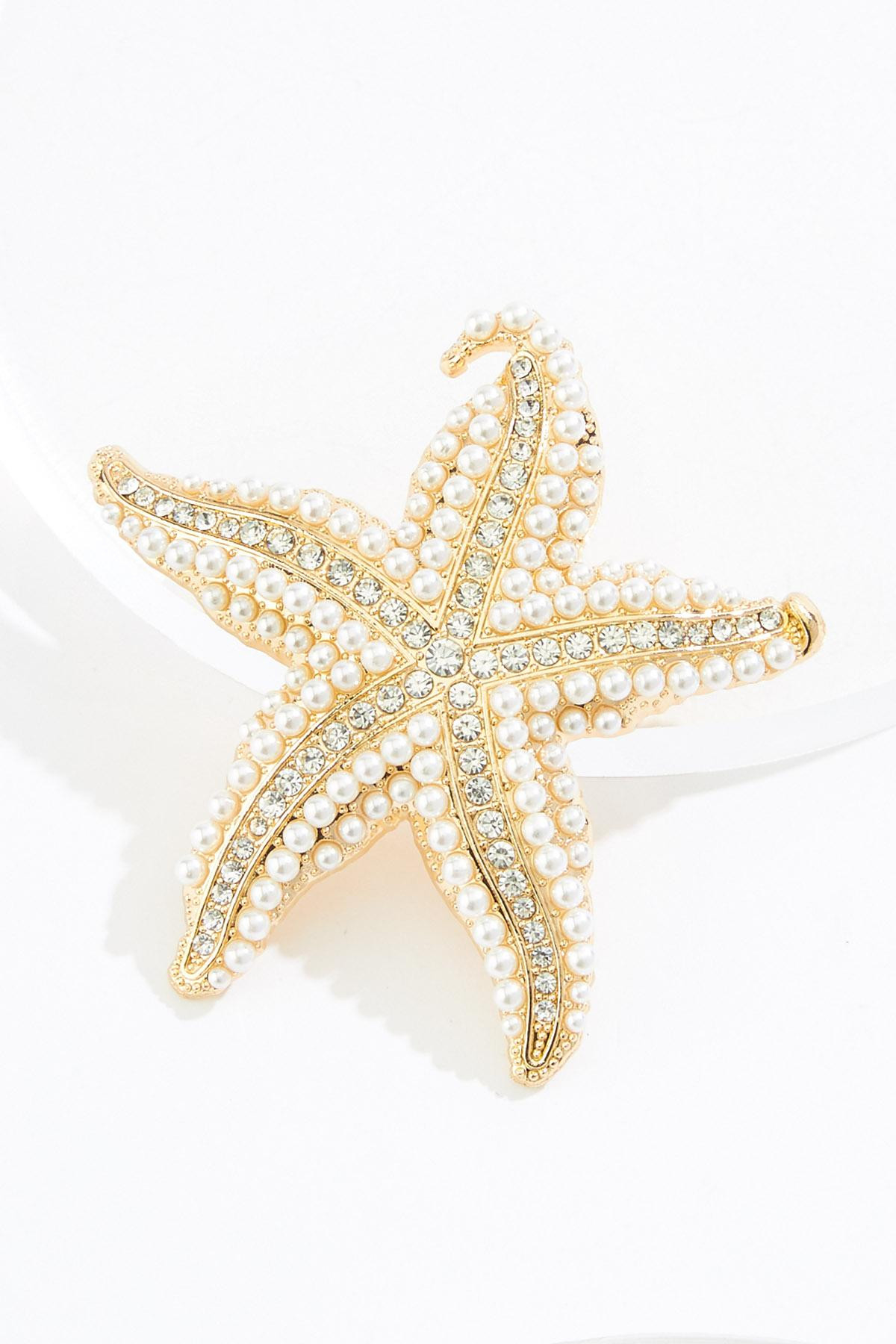 Glass Pearl Starfish Brooch | Cato Fashions