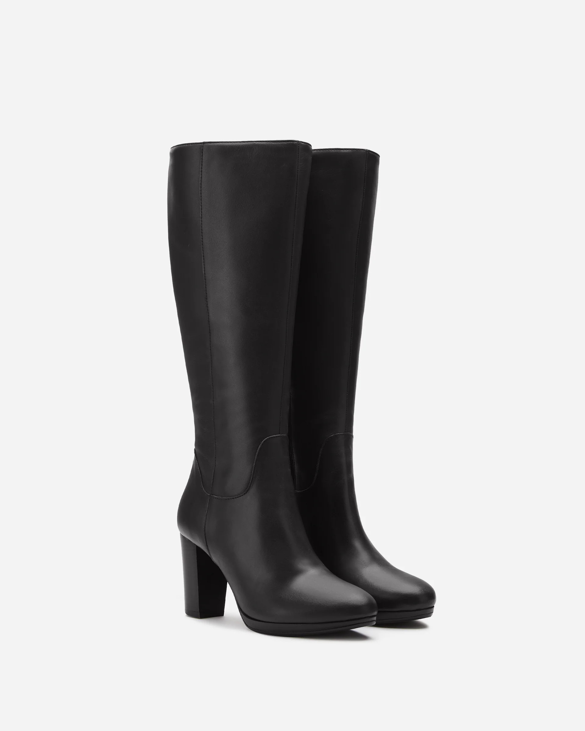 Belmore Knee High Boots in Black Leather | DuoBoots