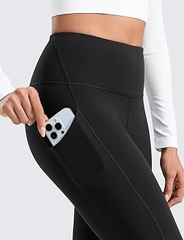 CRZ YOGA Matte Fleece Lined Athletic Leggings Pockets 28" - Water Resistant Hiking Casual Workout... | Amazon (US)