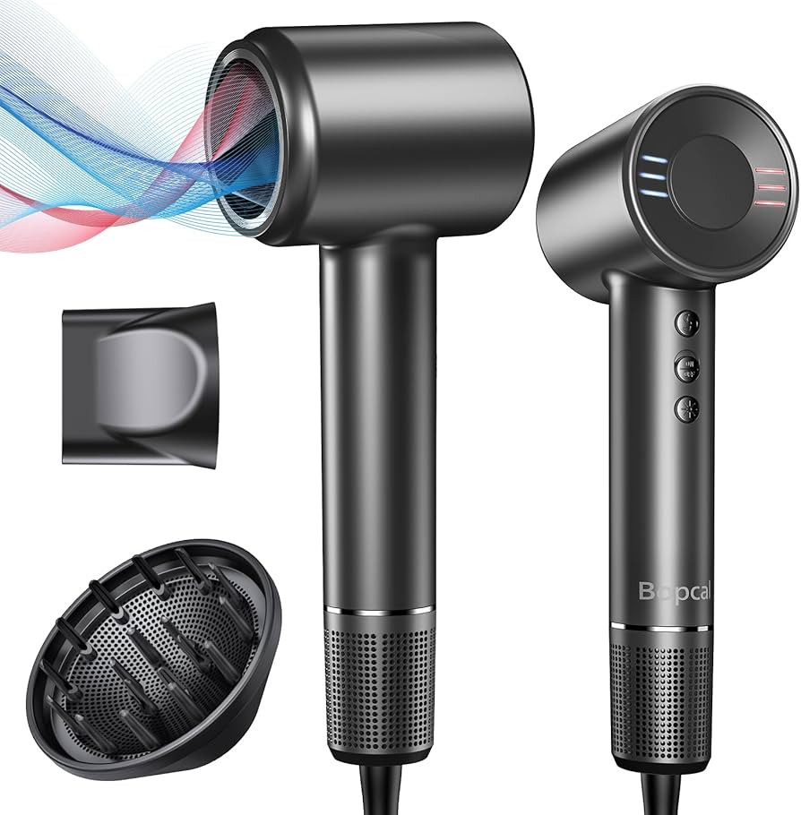 Hair Dryer with Diffuser -Bopcal High-Speed Ionic Blow Dryer, Fast Drying & Zero Damage, Low-Nois... | Amazon (US)