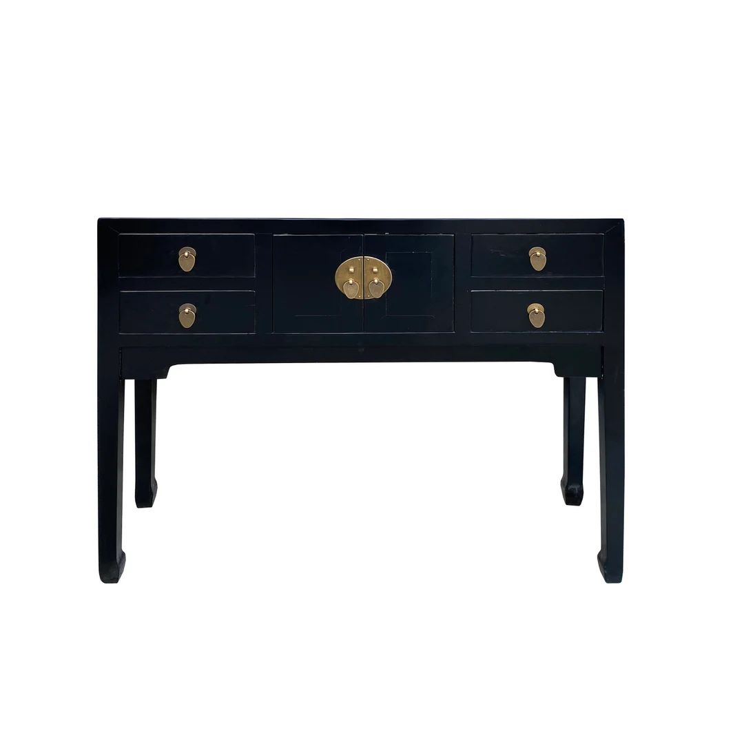 Oriental Black Lacquer 4 Drawers Slim Narrow Foyer Side Table cs7487 | Etsy (US)