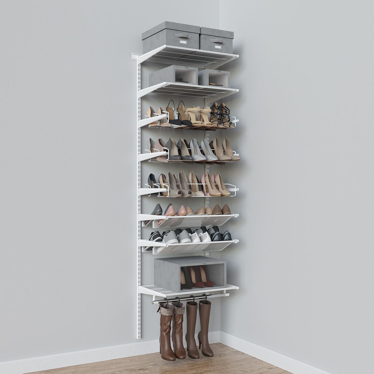 Elfa Classic 2' Shoe Wall | The Container Store