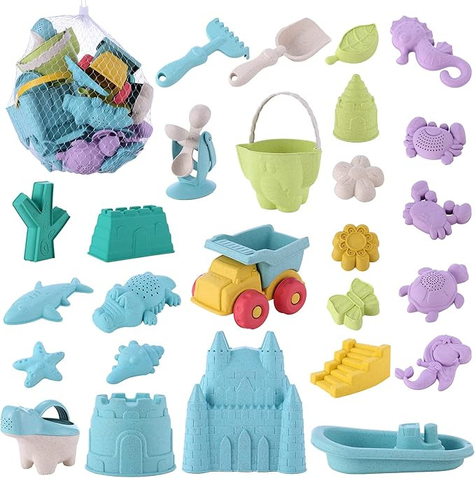 Mathea 27Pcs Kids Beach Sand Toys Set, Play Construction Sand Kit, Sandbox Toys Summer Outdoor Be... | Amazon (US)