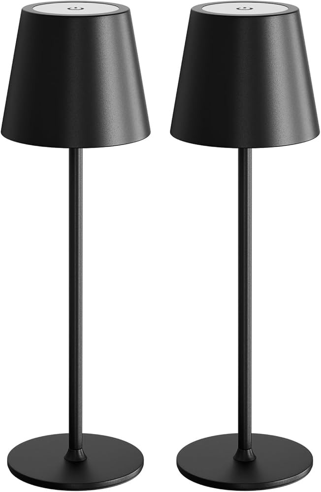 uuffoo 2 Pack Cordless Table Lamp Rechargeable 5000mAH Battery Operated Lights Touch Control LED ... | Amazon (US)