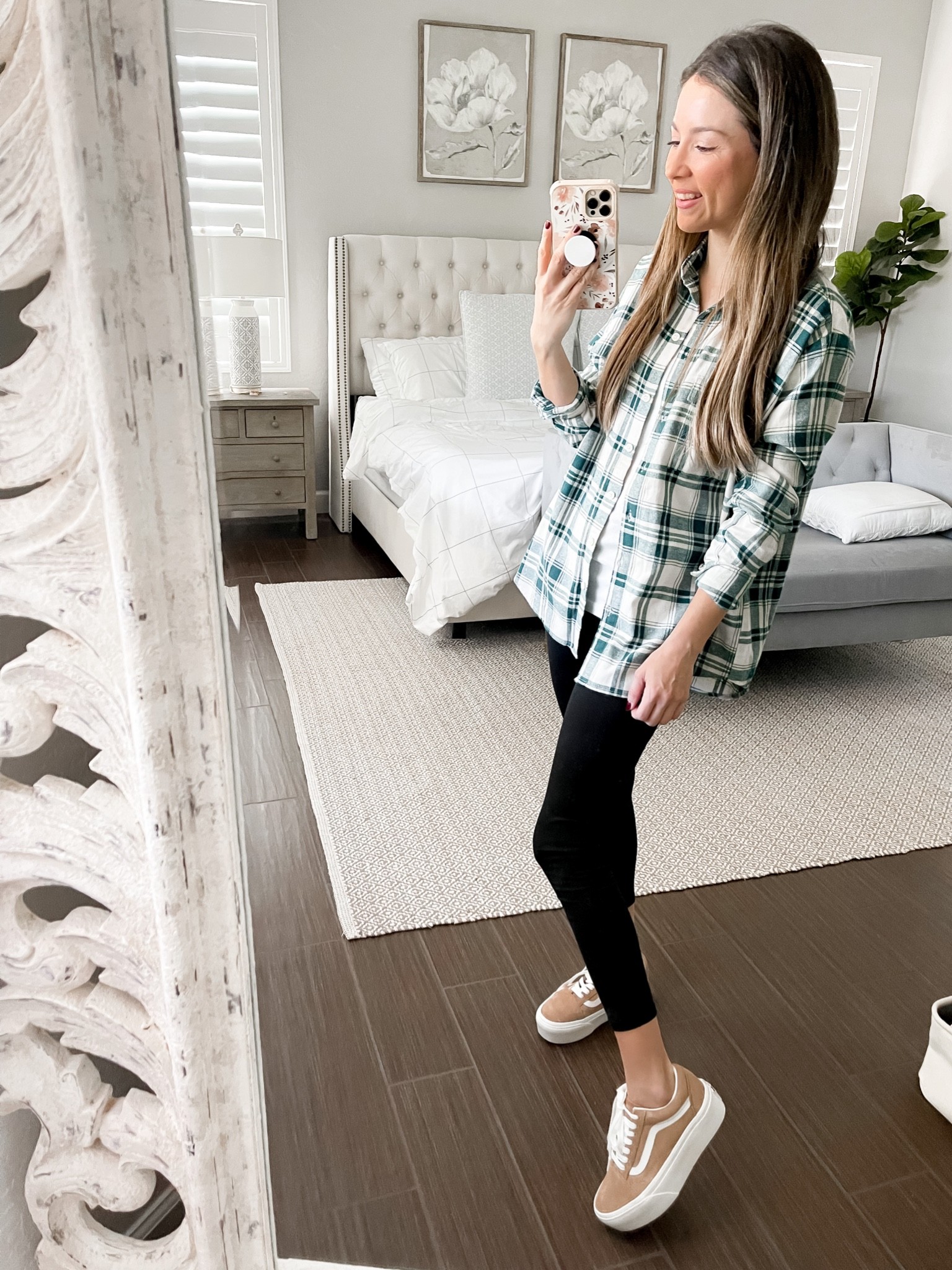 Tank xs 
Plaid top xs 
Leggings xs 
Tank platform sneakers 5 

#LTKunder100 #LTKSeasonal