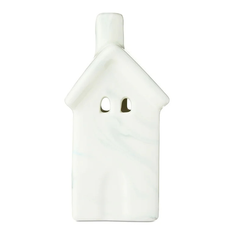 Small Ceramic House Christmas Tabletop Decoration, White, 5.5", by Holiday Time | Walmart (US)