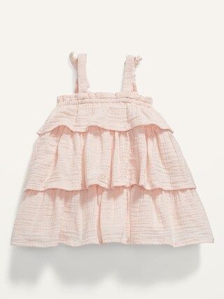 Sleeveless Tie-Shoulder Tiered Textured Swing Dress for Baby | Old Navy (US)