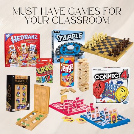 Classroom Must Haves | Classroom Games | Board Games | Kids Games | Teacher | Chess | Jenga | Hedbanz | Connect 4 | Tapple | Uno | Card Game

#LTKFindsUnder50 #LTKKids #LTKHome