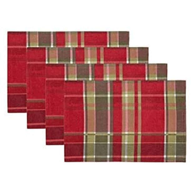 Northeast Holiday Classics Red Green Hunter Plaid Fabric Placemats, Set of 4 - Walmart.com | Walmart (US)