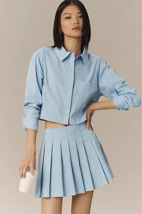 Maeve Long-Sleeve Collared Striped Blouse | Anthropologie (US)