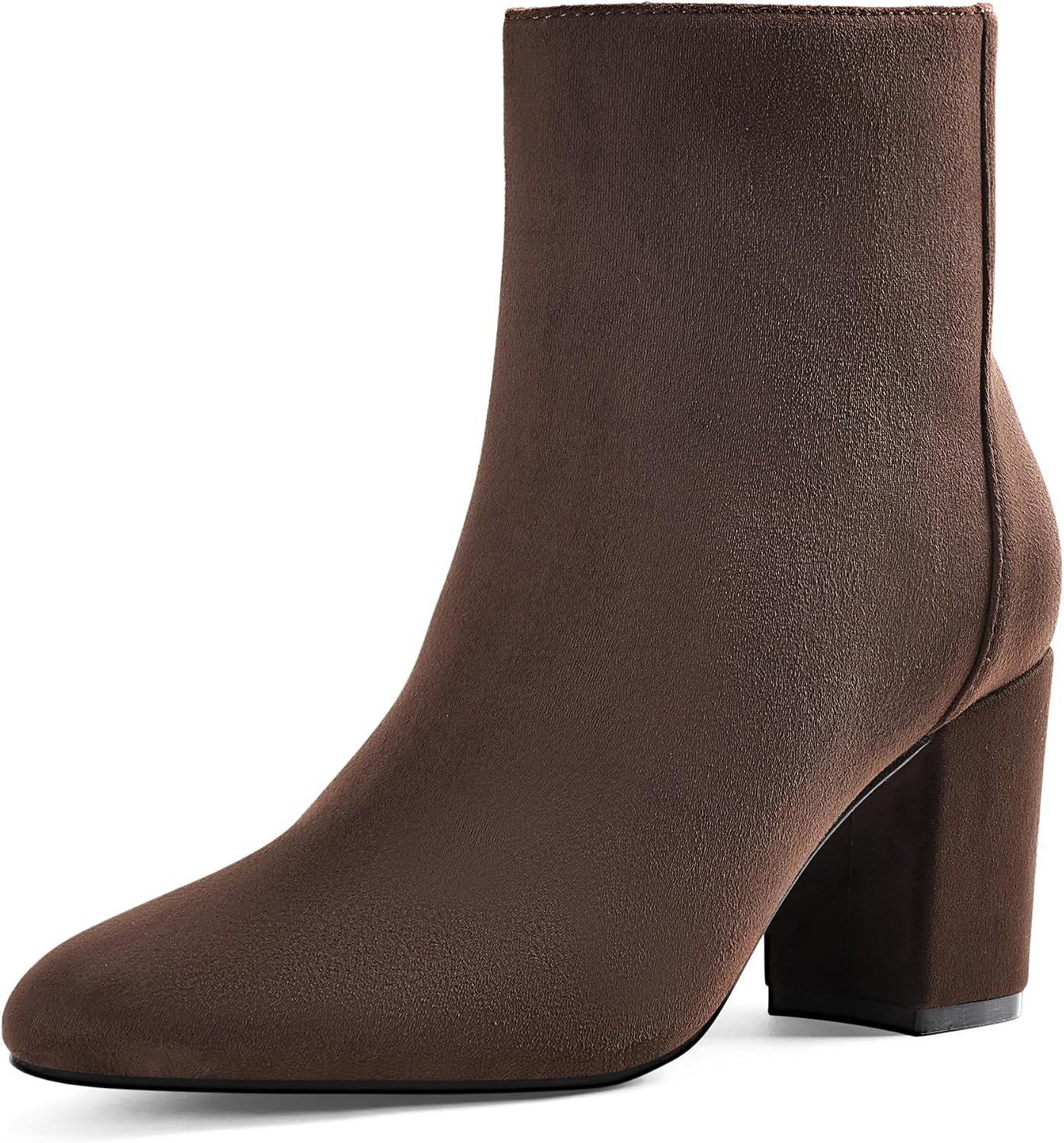 Women's Ankle Boots, Round Toe Chunky Heel Booties, Side Zipper | Amazon (US)