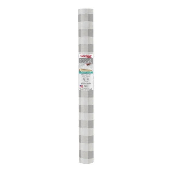Con-Tact Creative Covering™ Printed Vinyl Top - Gingham Gray, 18 in. x 16 ft., Designed to Help... | Walmart (US)