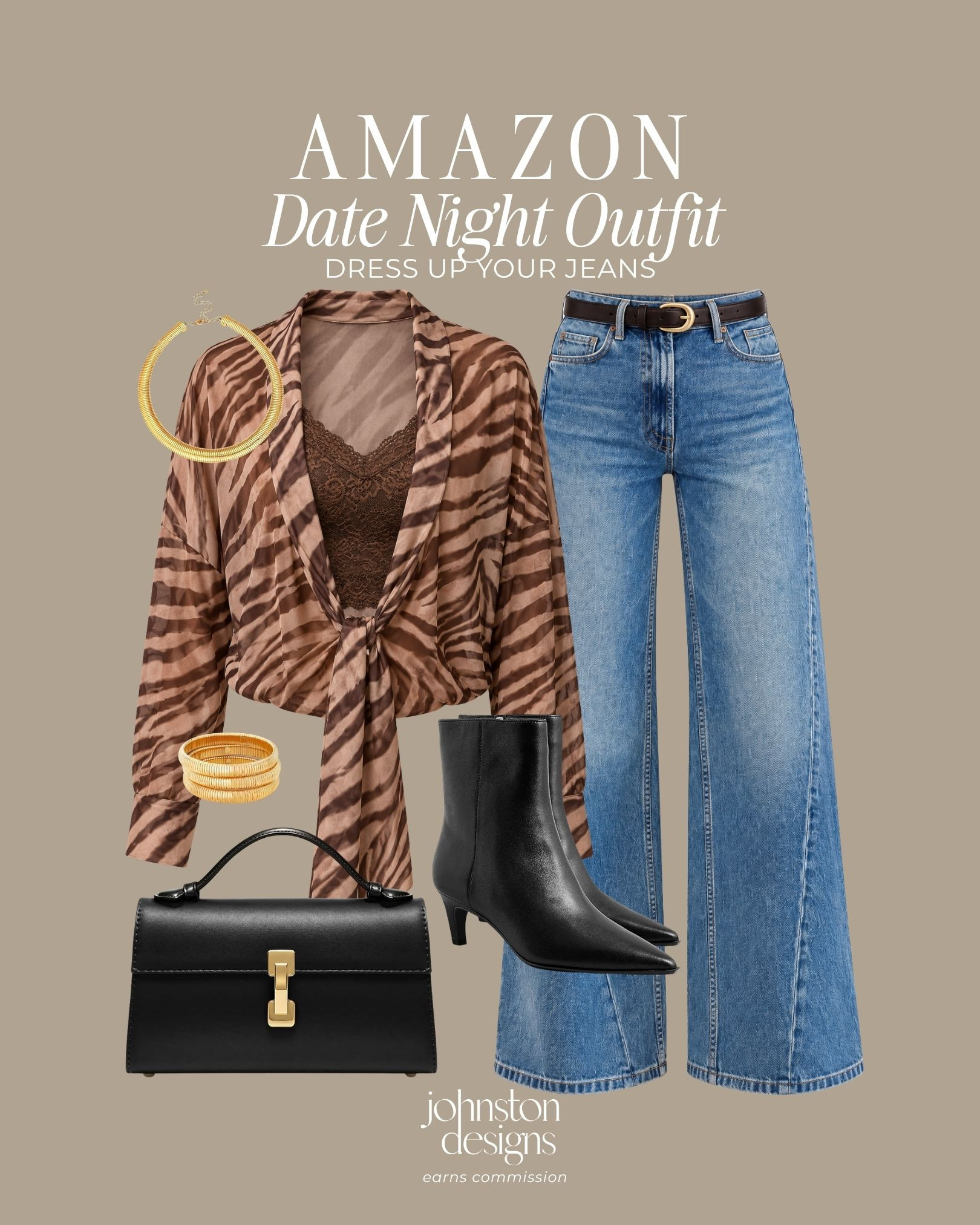Dress up your jeans for date night. 🤎 A brown animal-print blouse layered over a lace cami, wide-leg denim, and black ankle boots make such a chic combo!

Amazon fashion, date night outfit, fall outfit ideas, animal print blouse, brown lace cami, wide leg jeans, black ankle boots, gold jewelry, black handbag

#amazonfashion #datenightoutfit #falloutfitideas #animalprint #widelegjeans #ankleboots #casualchic #outfitinspo #amazonfinds 

 #LTKootd