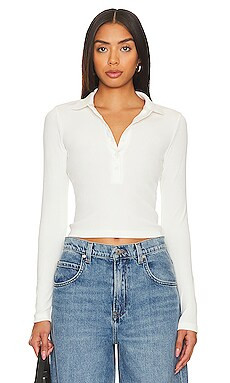 ALLSAINTS Hallie Ls Polo in Chalk White from Revolve.com | Revolve Clothing (Global)