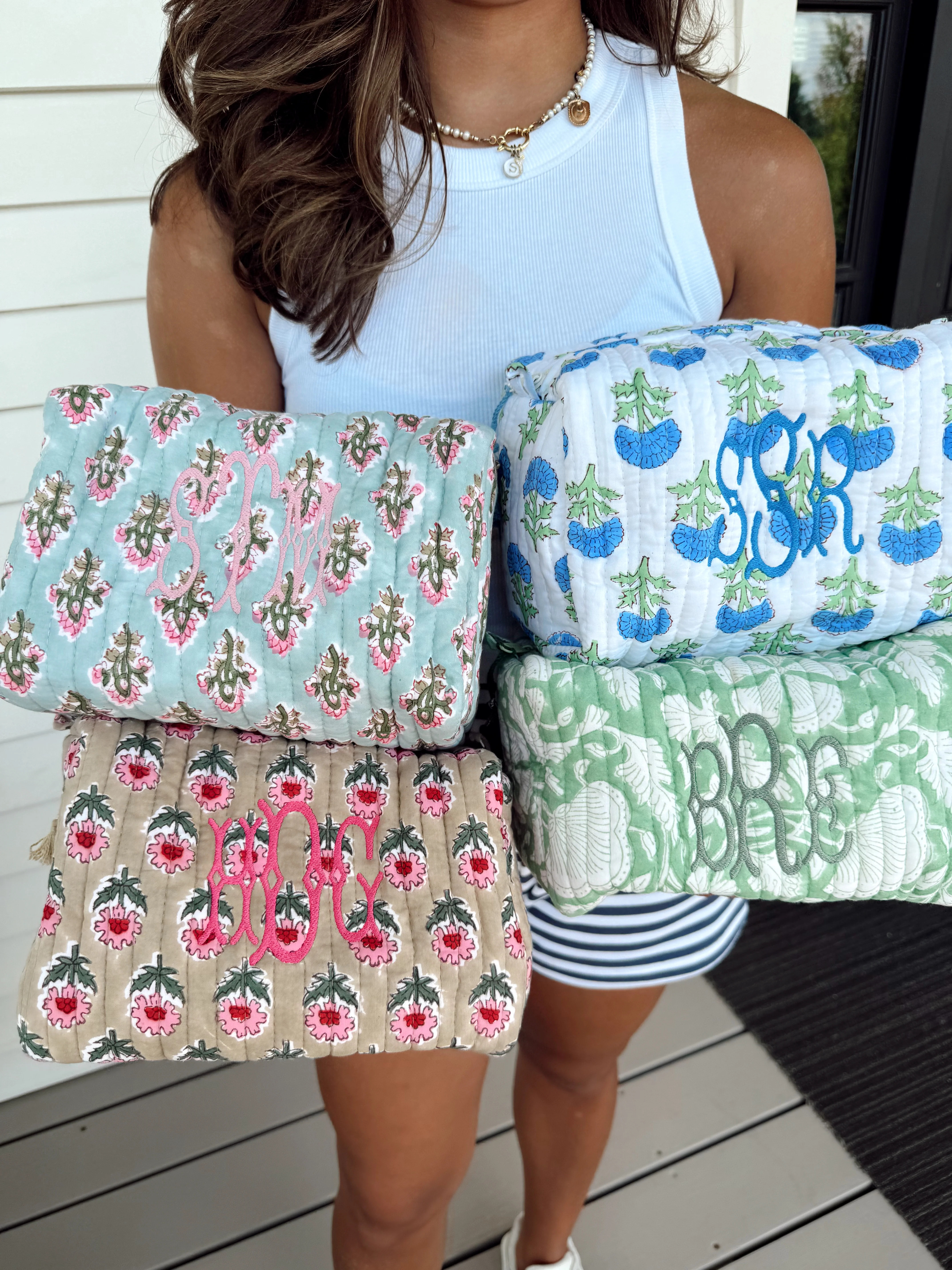 Quilted Block-Print Makeup Bag | KenzKustomz