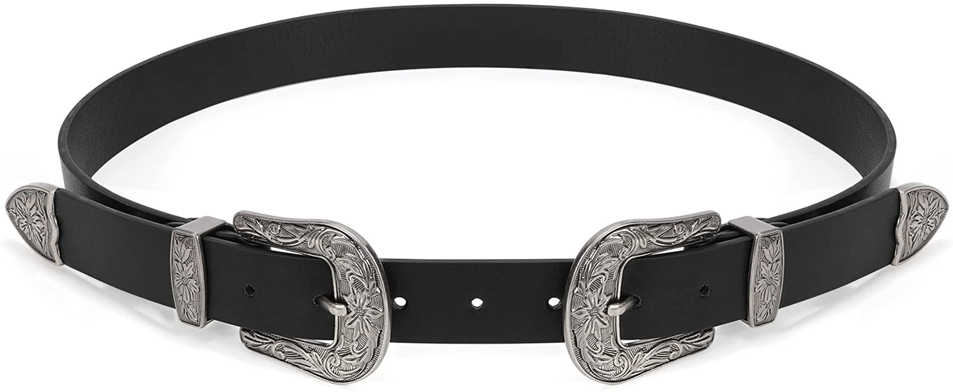 XZQTIVE Women Leather Belt Ladies Vintage Western Belt Retro Cowgirl Leather Belt Black Waist Bel... | Amazon (US)