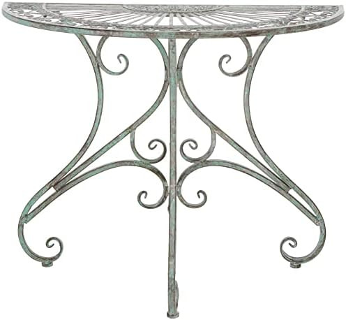 SAFAVIEH Outdoor Collection Annalist Victorian Scroll Antique Dark Green Wrought Iron Half Moon A... | Amazon (US)