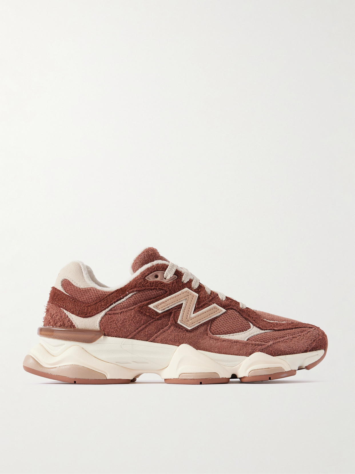 New Balance - 9060 Leather-trimmed Brushed-suede And Mesh Sneakers - Burgundy | NET-A-PORTER (US)
