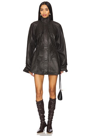 Mendoza Leather Jacket in Dark Brown | Revolve Clothing (Global)