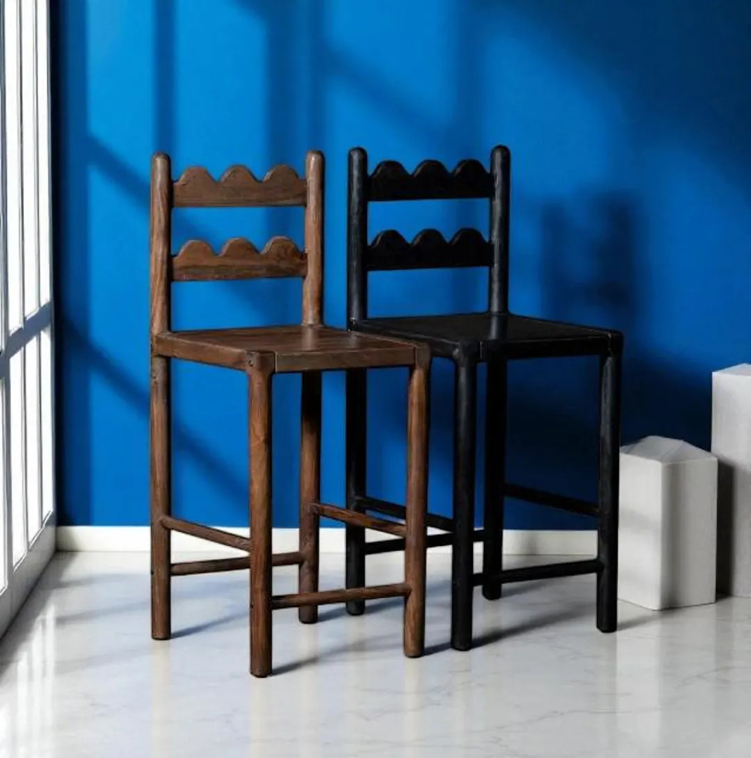 Tarang Bar Stool – Handmade Vintage Tall Chair | Rustic Wooden Counter Seat | Artisan Housewarm... | Etsy (US)