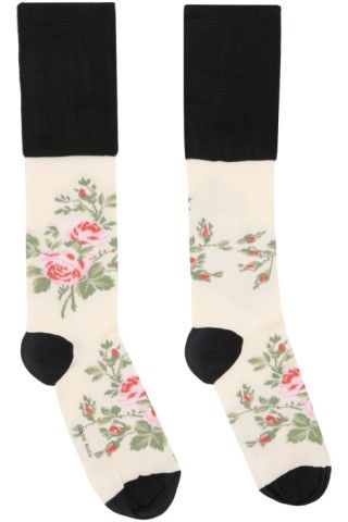 Simone Rocha - Black & Off-White Rosebud Socks | SSENSE