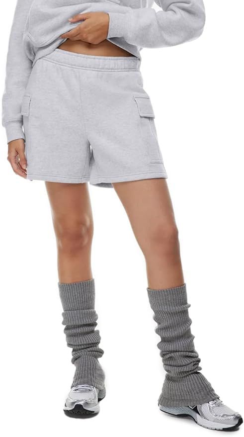 Womens Cargo Shorts Fleece Cotton Shorts Sweat Running Shorts Baggy Exercise Shorts with Pockets ... | Amazon (US)