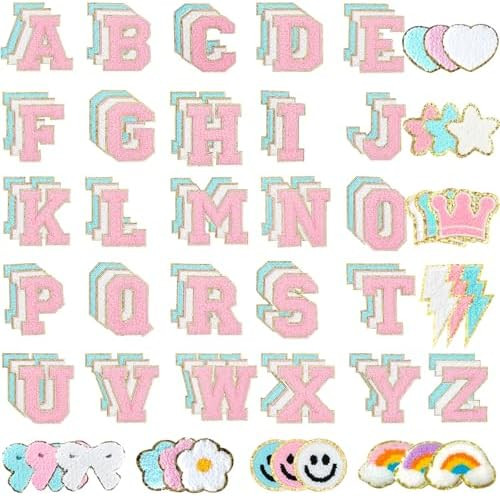 102Pcs Self-Adhesive Fuzzy Letter Patches - Cute Varsity Style DIY Stickers for Embroidery Jacket... | Amazon (US)