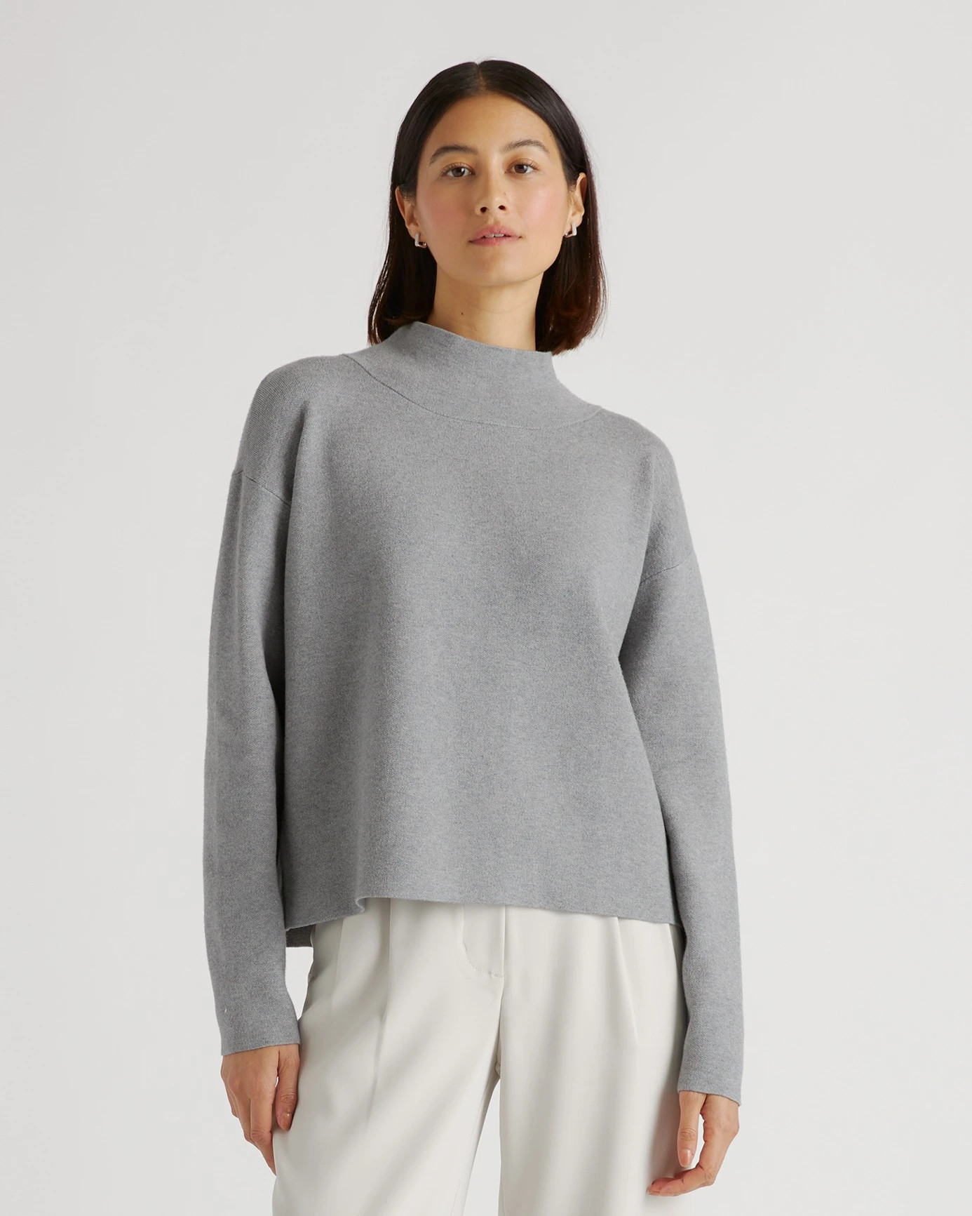 Eco-Knit Milano Stitch Mock Neck Pullover | Quince