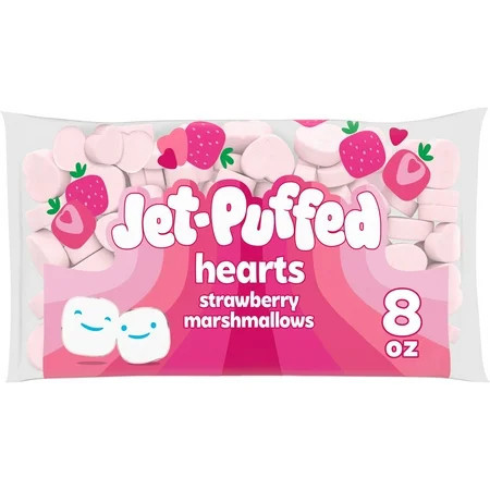 Jet-Puffed Strawberry Hearts Shaped Valentines Day Marshmallows, 8 oz Bag | Walmart (US)