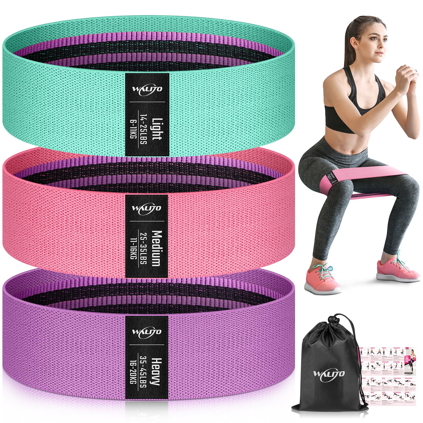 WALITO Resistance Bands for Working Out, Fabric Exercise Bands for Legs and Butt, Workout Bands f... | Amazon (US)