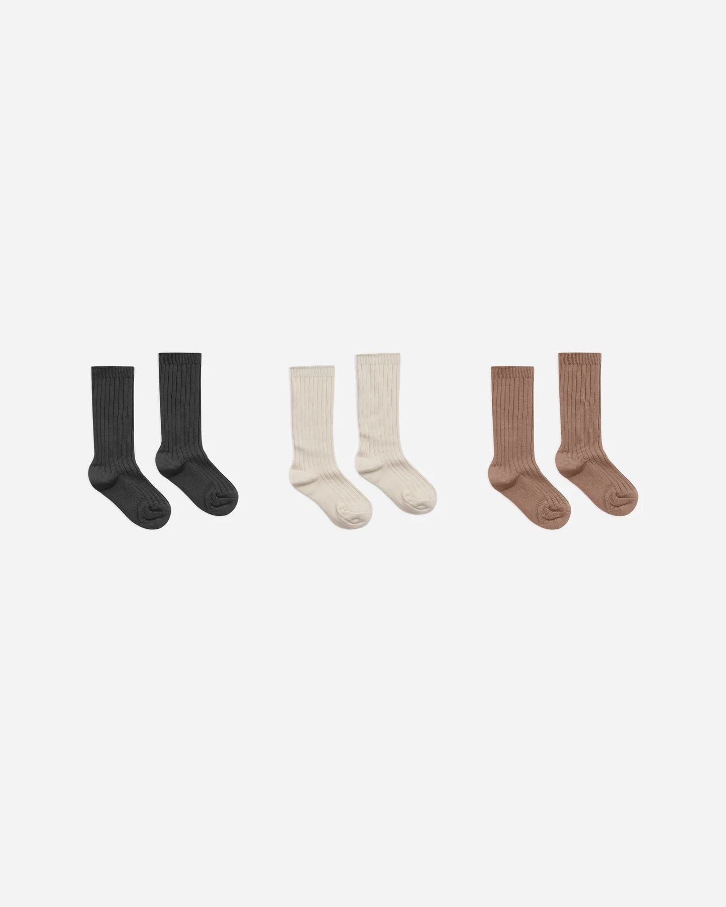 ribbed socks, 3 pack || mocha, natural, black | Rylee + Cru