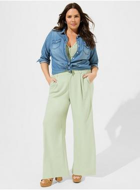 Wide Leg Stretch Crepe High-Rise Pant | Torrid (US & Canada)