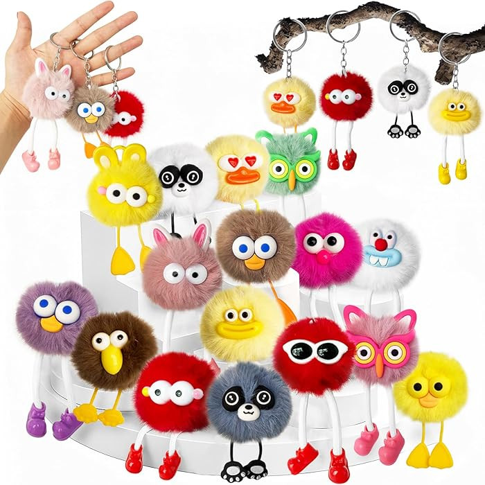 Jizvxe 16 Pcs Cute Plush Keychains Kawaii Keychain Bulk for Prizes Treasure Box Toys Goodie Bag P... | Amazon (US)