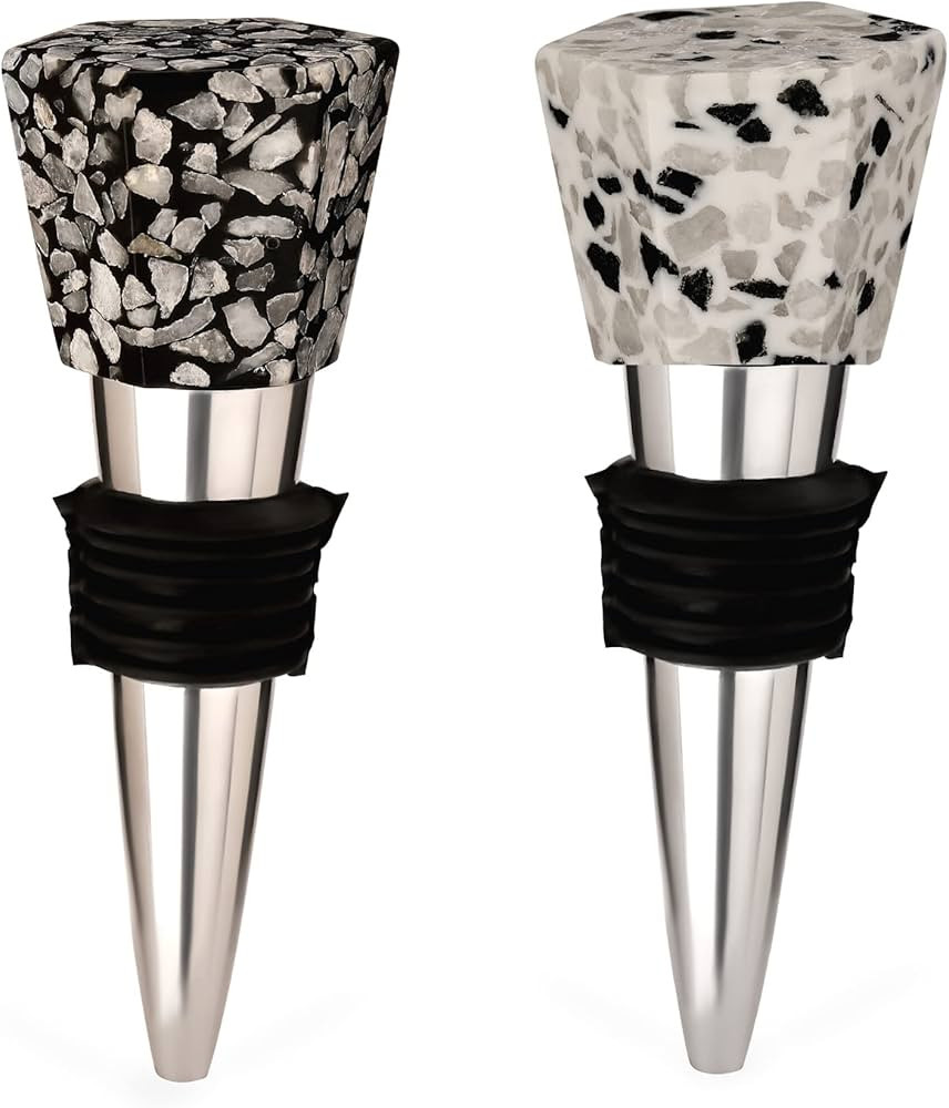 Folkulture Wine Stopper, (Set of 2), Handmade Terrazo Wine Bottle Stopper with Stainless Steel Bo... | Amazon (US)