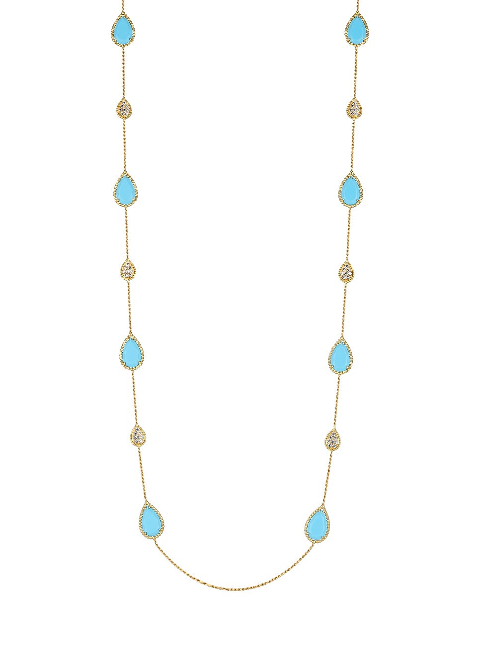 Women's Serpent Boheme 18K Yellow Gold, Turquoise & 5.04 TCW Diamond Long Necklace - Yellow Gold - Y | Saks Fifth Avenue