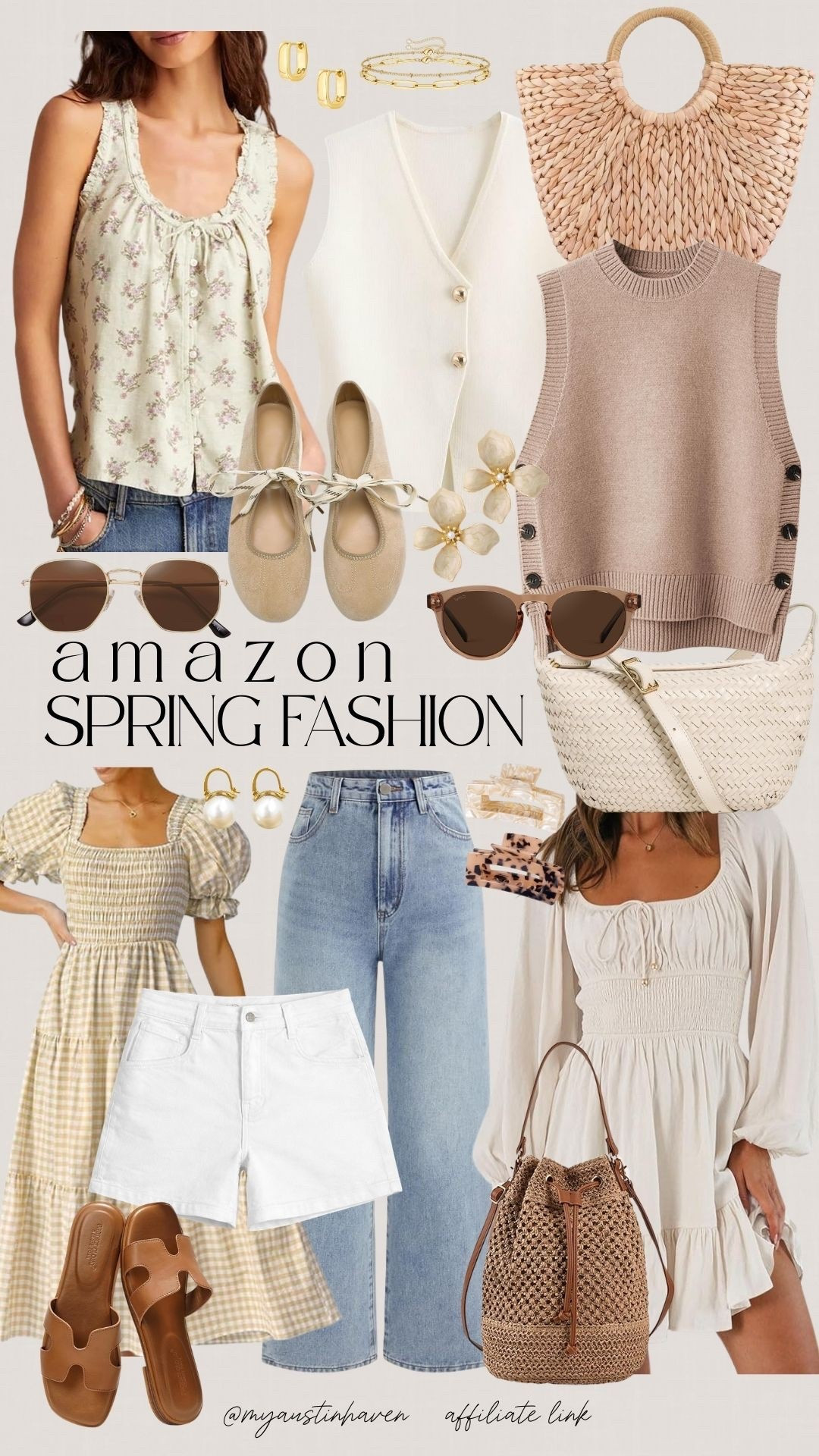 Amazon spring fashion finds. 🌸 

Amazon spring fashion, spring outfits for women, light wash jeans, white shorts outfit, neutral spring style, woven handbag, ballet flats, sweater vest outfit, smocked dress, floral, style inspo, gingham dress, resort wear, casual chic outfits, affordable spring finds, amazon women’s clothing.  

 

#LTKspring #LTKSpringSale 

#LTKootd #LTKmomlife #LTKSeasonal