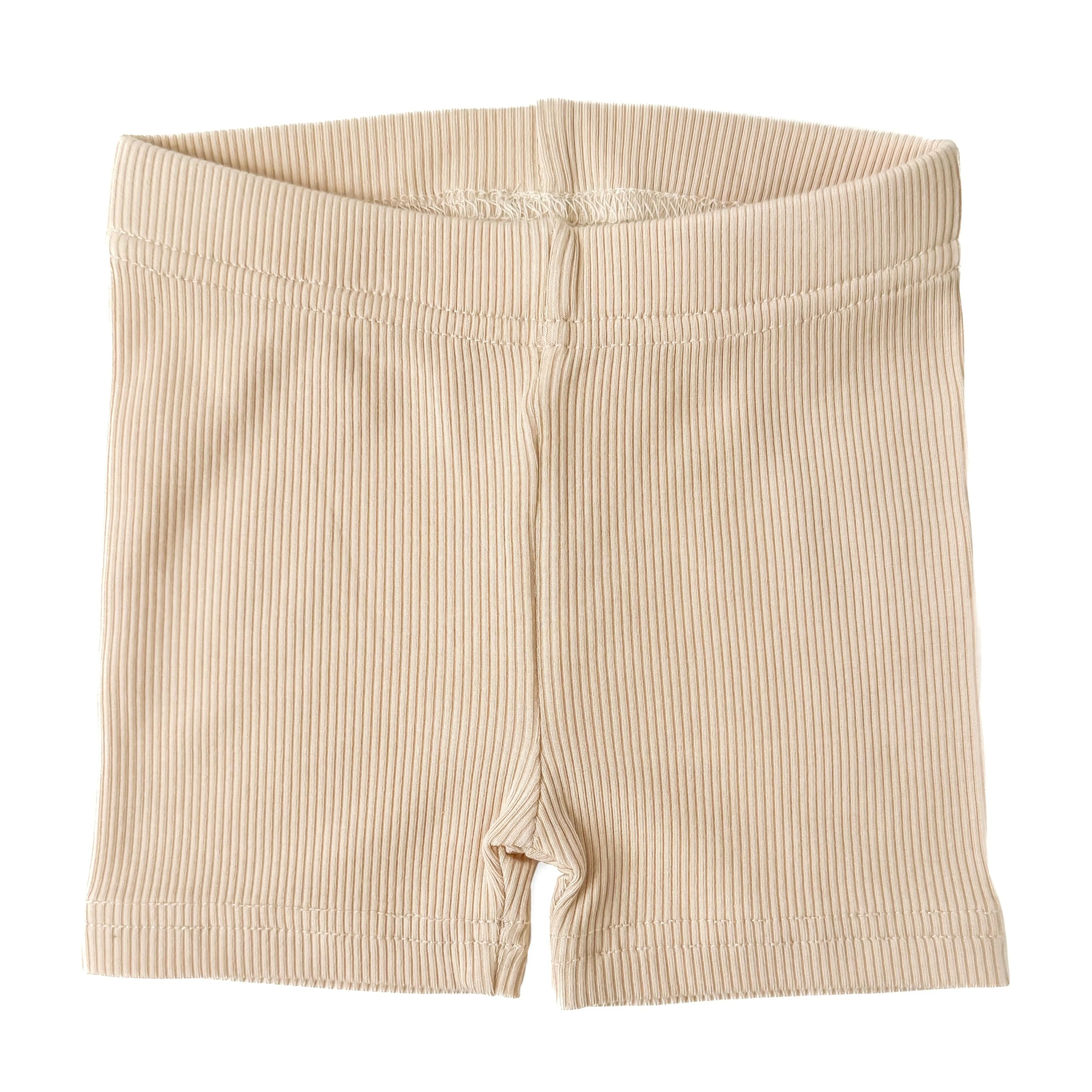 BAMBOO RIBBED BIKER SHORTS - SAND | REMI + RAE CO.