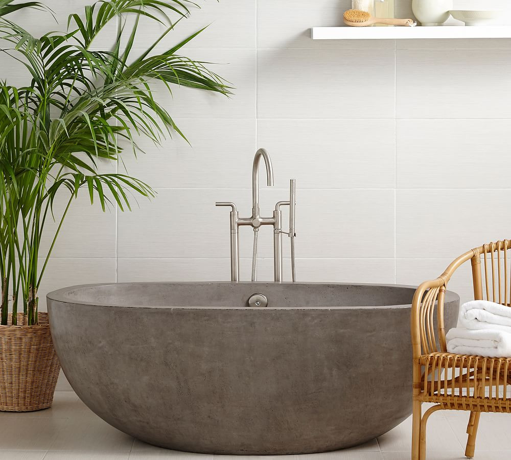Holas 62" Handcrafted Freestanding Concrete Bathtub | Pottery Barn (US)