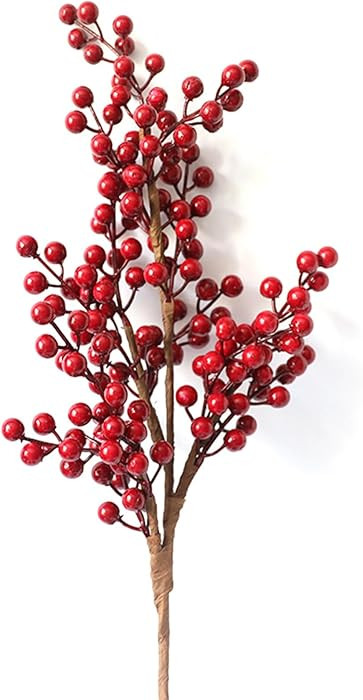 30" Artificial Red Berry Stems,Holly Red Berries Spray Picks for Winter Christmas Long Faux Branc... | Amazon (CA)