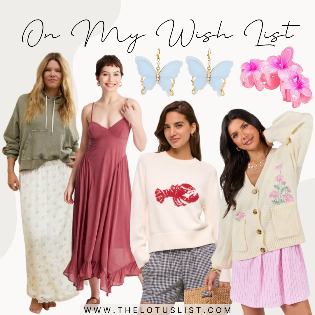On My Wish List

ltkgiftguide / ltkfindsunder100 / ltkfindsunder50 / ltksalealert / wish list / wishlist / target / target style / target finds / Abercrombie / Abercrombie finds / lobster sweater / lobster sweaters / coastal sweater / sweater / sweaters / light sweater / light sweater / floral sweater / floral sweater / skirt / maxi skirt / flowy dress / flowy red dress / red dress / hair clip / hair claw / plumeria hair clip / flower hair clip / flower hair claw / butterfly earrings / earrings / dangly earrings / dangle earrings / blue butterfly earrings / aerie / american eagle / pink lily / pink Lily finds /American eagle finds / spring outfit / spring outfits / spring style / sale / sale alert / spring sale / lightweight sweater / coastal Granddaughter / coastal grandmother  

 #LTKMidsize #LTKStyleTip #LTKPlusSize