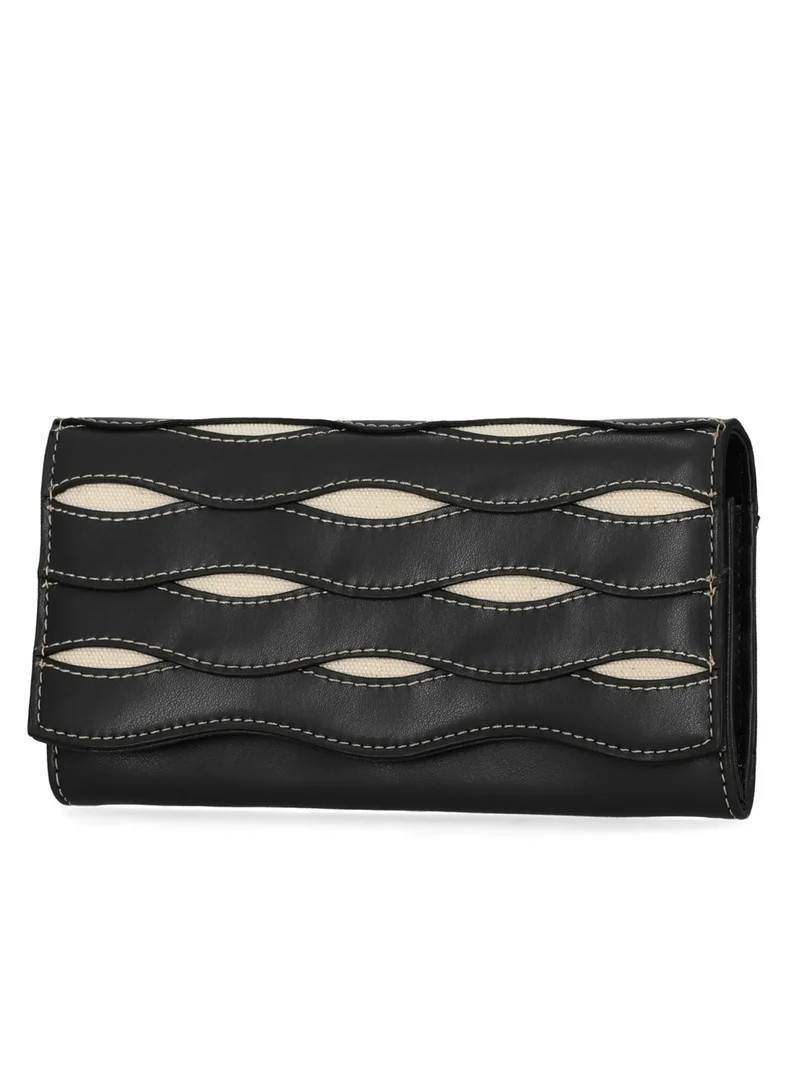 Free Assembly Women's Avery Flap Wallet,Black and Cream | Walmart (US)