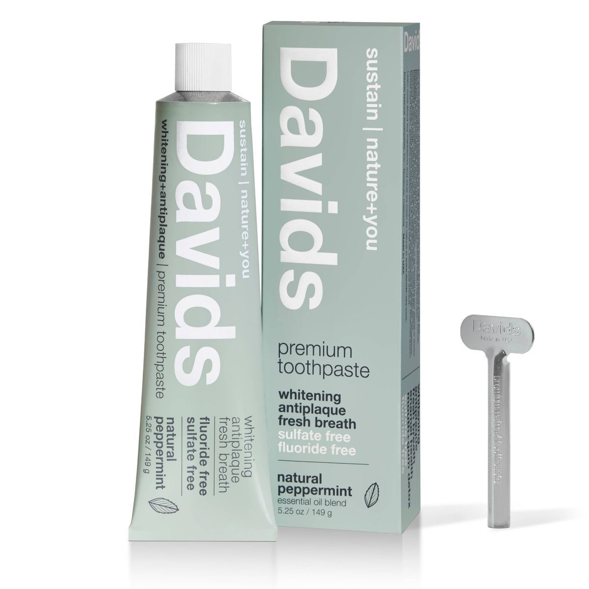 Davids Antiplaque & Whitening Fluoride-Free Premium Natural Toothpaste - Peppermint - 5.25oz | Target