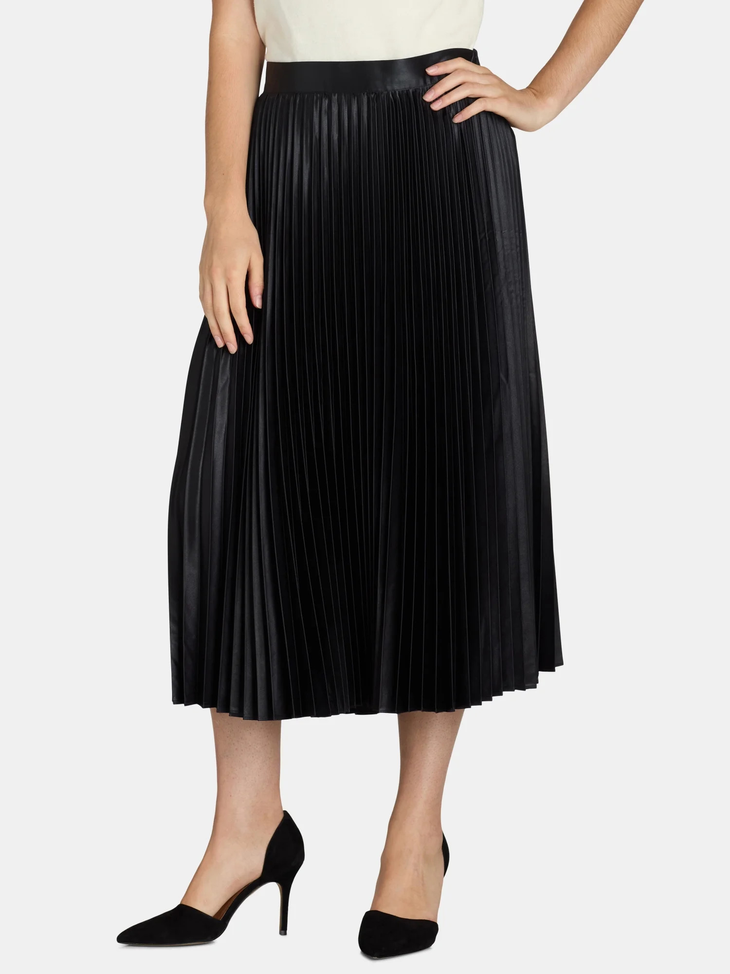 Free Assembly Women’s Pleated Metallic Maxi Skirt, Sizes XS-XXXL | Walmart (US)