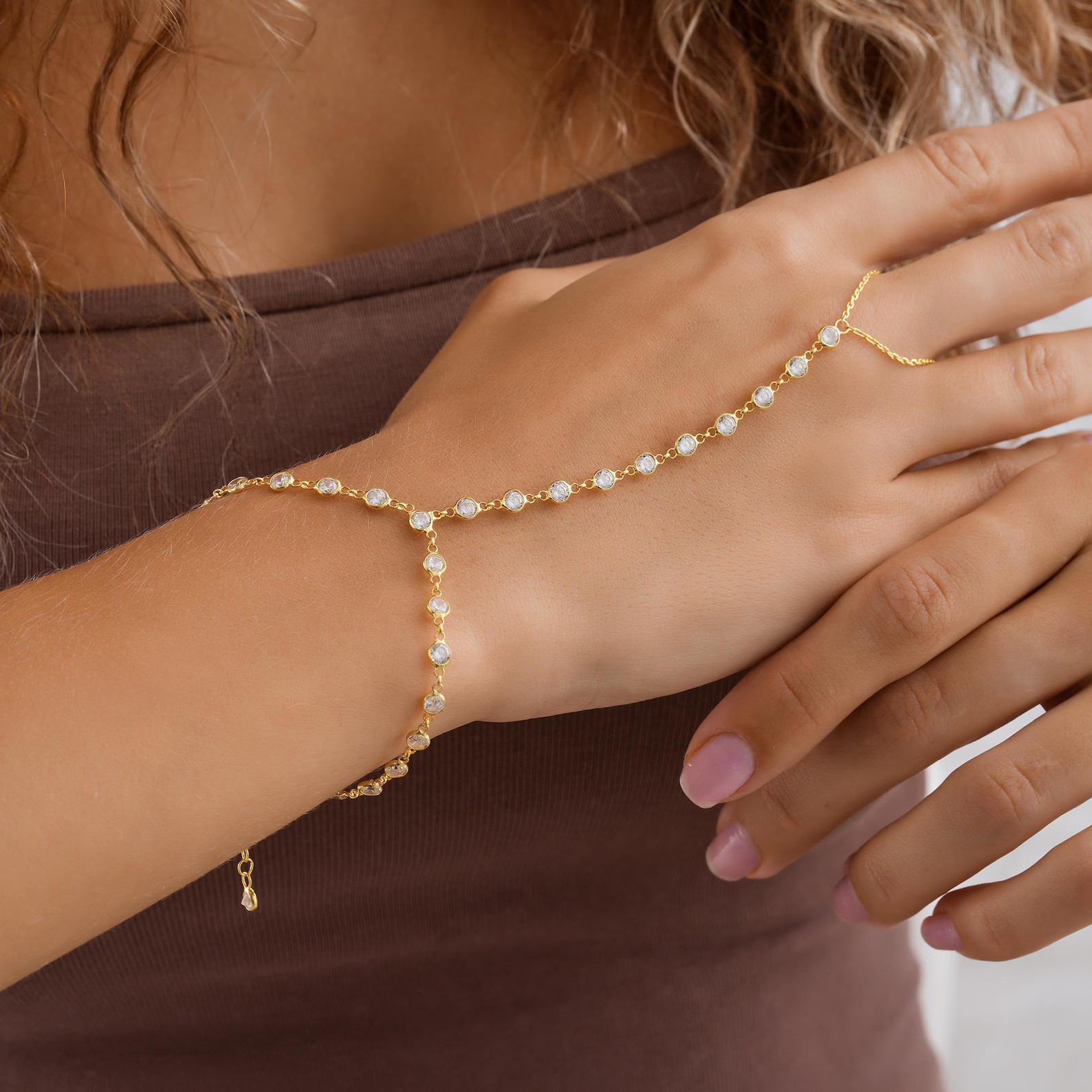 Hand Chain Ring, 14K Gold Plated Hand Chain Bracelet, Slave Bracelet, Dainty Bracelet, Custom Bra... | Etsy (US)