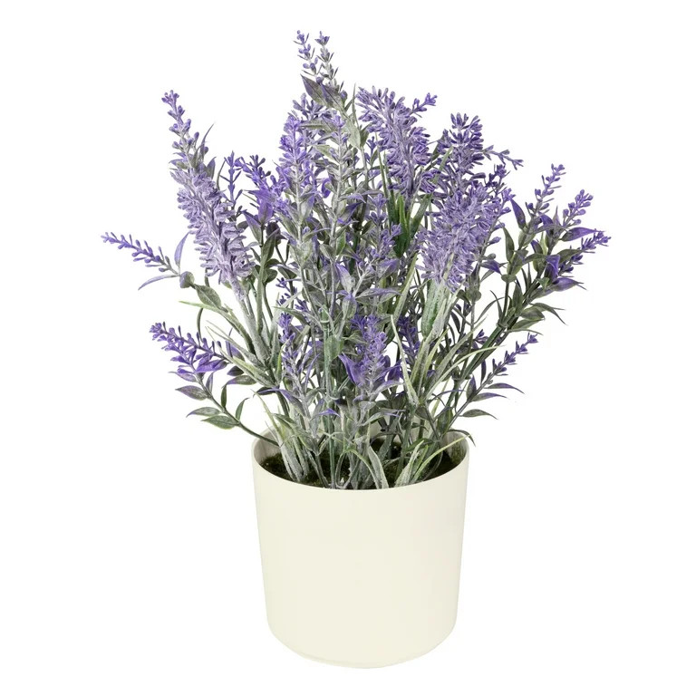 11-inch x 4-inch Artificial Lavender Plant in White Pot, Purple, for Indoor Use, by Mainstays | Walmart (US)