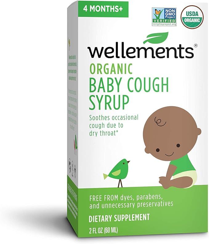 Wellements Organic Daytime Baby Cough Syrup, 2 Fl Oz, Wild Cherry Bark, Slippery Elm, Agave, Free... | Amazon (US)
