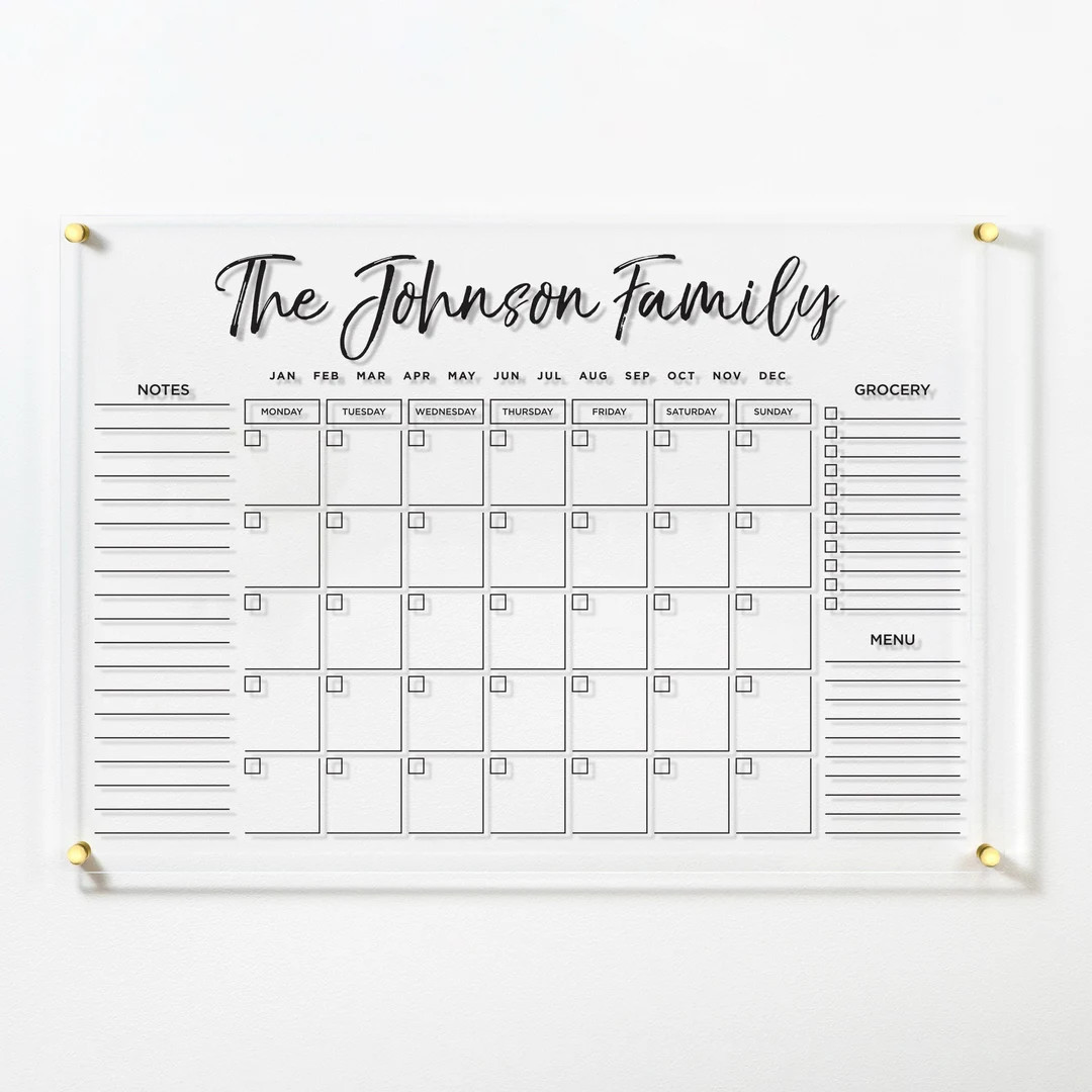 Acrylic Family Planner | Dry Erase Monthly Calendar | Monthly and Weekly Wall Calendar 2023 with ... | Etsy (US)