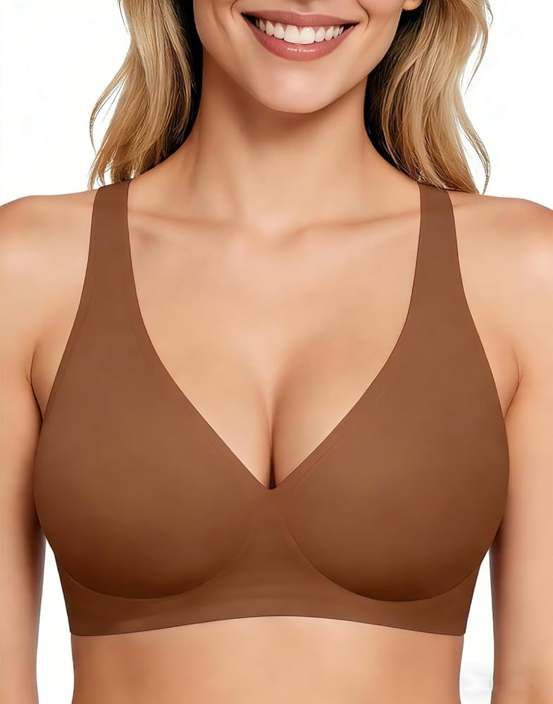 Vertvie Jelly Wireless Bras for Women Push Up Plunge Seamless T-Shirt Bras No Underwire Supportiv... | Amazon (US)