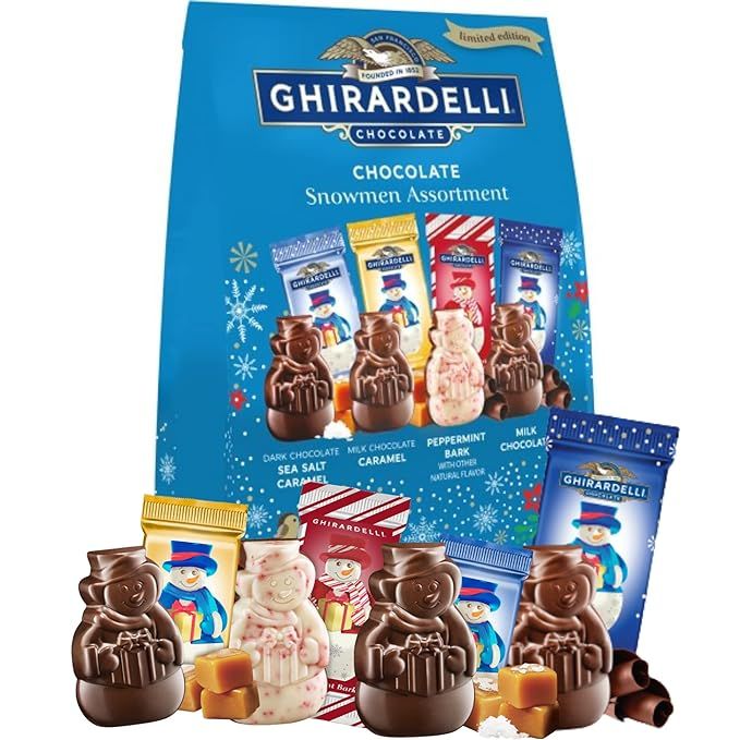 Ghirardelli Chocolate Limited Edition Snowmen Assortment, Individually Wrapped Bulk Chocolates Ho... | Amazon (US)
